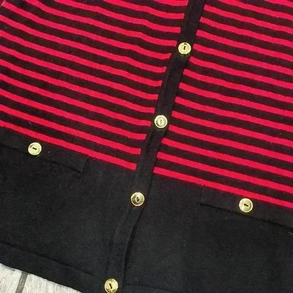Karen Scott Red and Black Resort Stripped Sweater Size Small - Picture 4 of 7